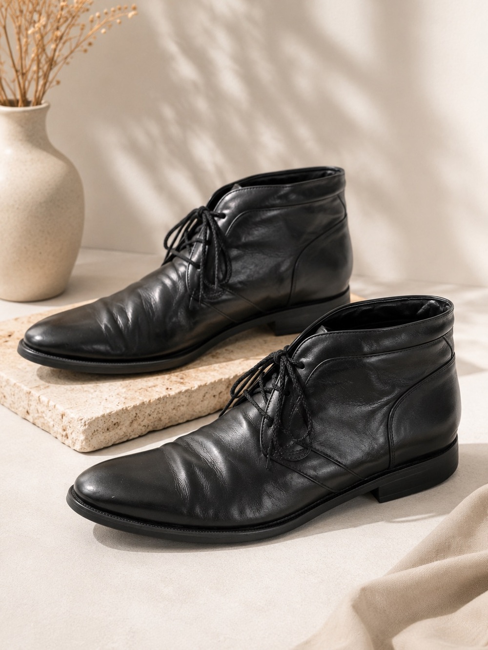 Cole Haan Shoes Chukka Men’s 12 M Leather Black Boots C09607